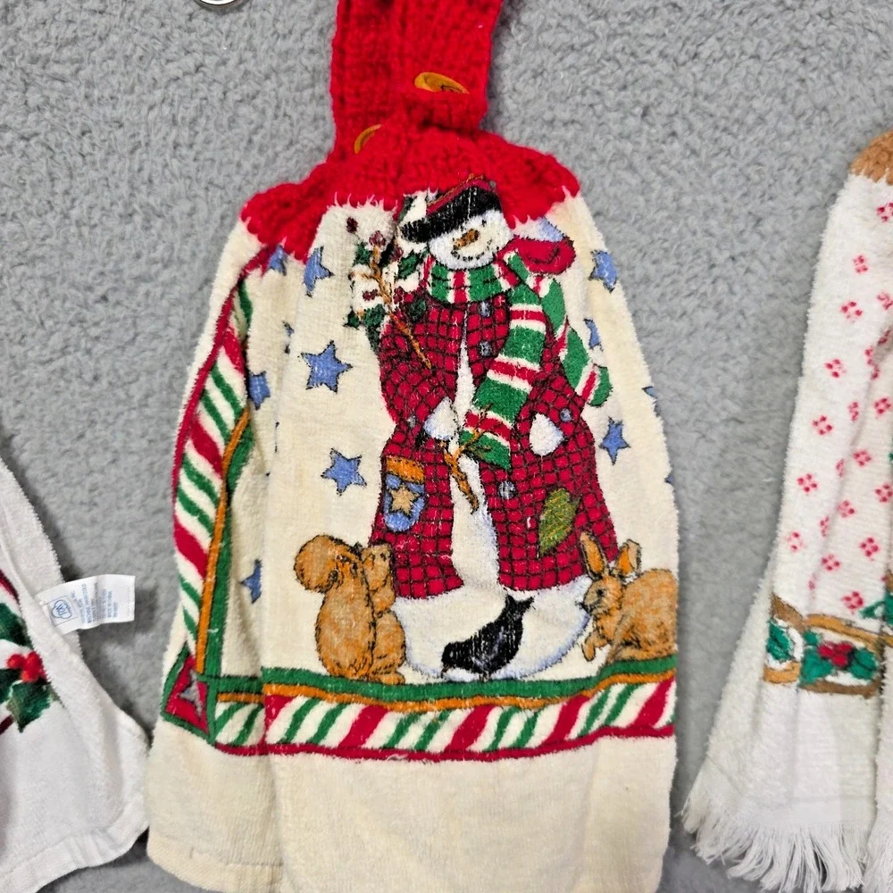 Vintage Crochet Top Cup Towels Hanging Kitchen‎ Lot Of 12 Christmas Duplicates